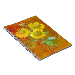 Caderno Espiral Girassóis pintados suavemente