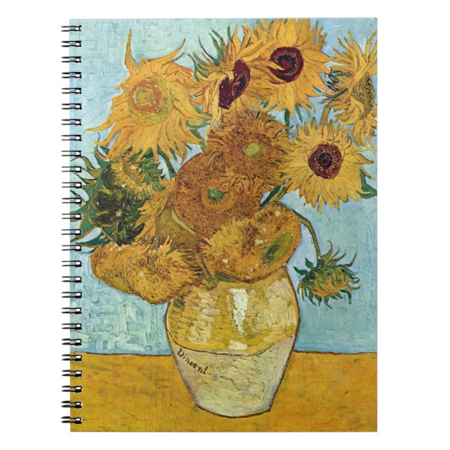 Caderno Espiral Girassóis por Vincent Van Gogh (Frente)