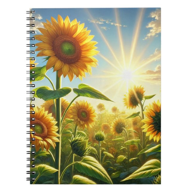Caderno Espiral Girassol Abraço Dourado  (Frente)