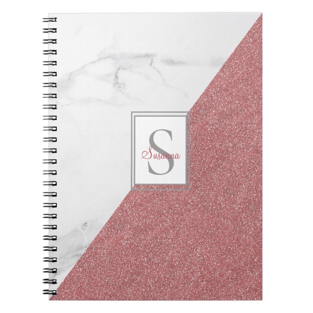 Caderno Espiral Girassol Blush Cor-de-rosa - Leitura Monograma Geo (Frente)