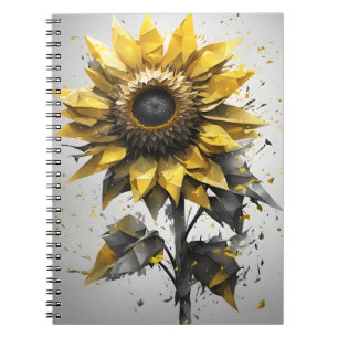 Caderno Espiral Girassol - Flores de aquarela