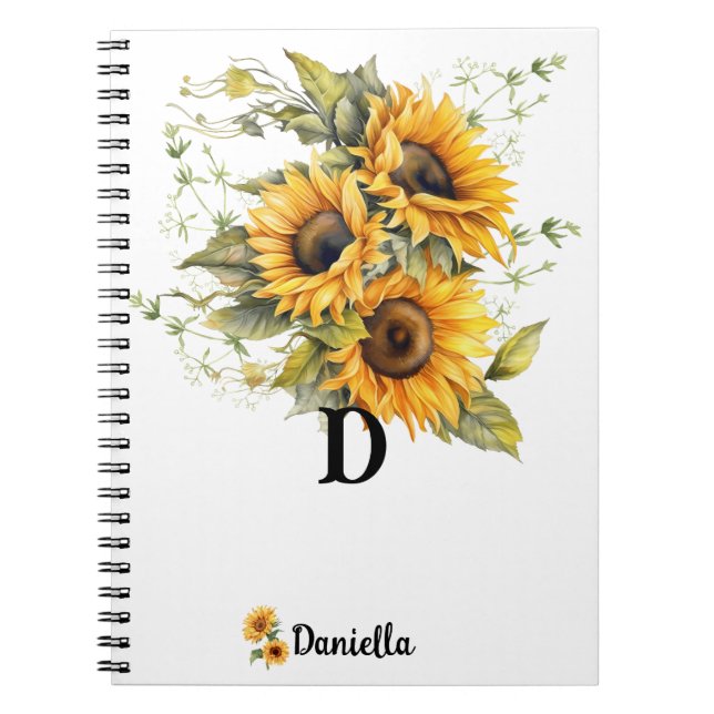 Caderno Espiral Girassol Moderno Personalizado (Frente)
