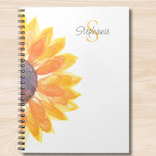 Caderno Espiral Girassol Monograma Personalizado