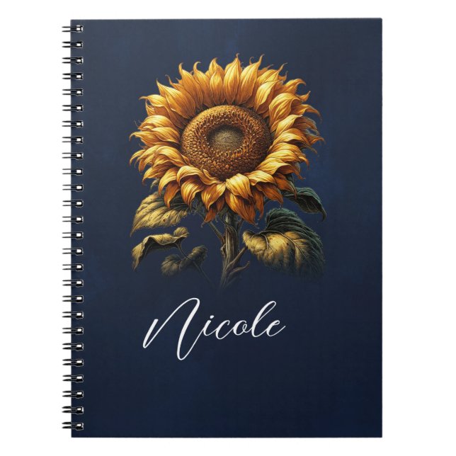 Caderno Espiral Girassol Rústico Azul (Frente)