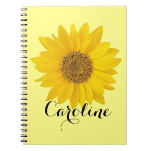 Caderno Espiral Girassol solteiro com nome personalizado