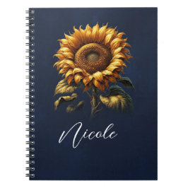 Caderno Espiral Girassol Sun Rustic Azul