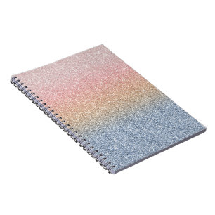 Caderno Espiral Girls Blush Rosa Dourado Blue Ombre Sparkles