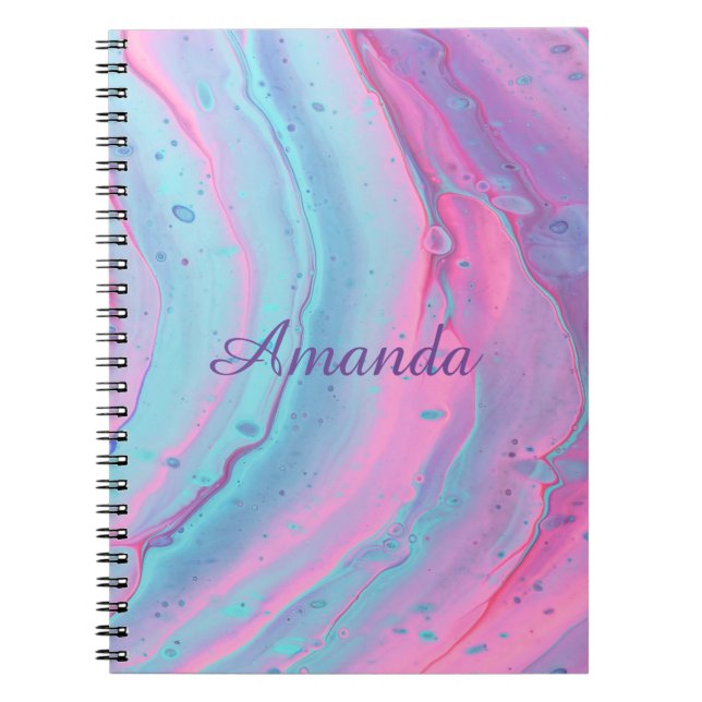 Caderno Espiral Girls personalizadas rosa e azuis (Frente)