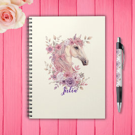 Caderno Espiral Girls Pretty Ponies Pastel Floral Horse