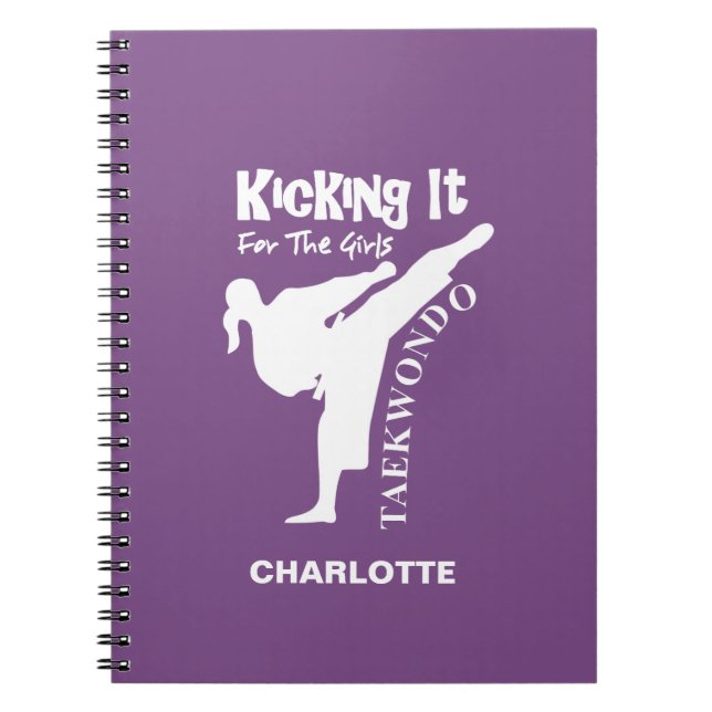 Caderno Espiral Girls Taekwondo Artes Marciais (Frente)