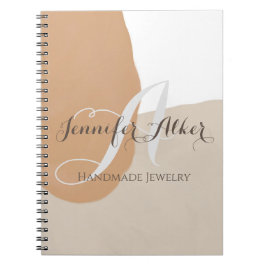 Caderno Espiral Girly boho pampas beige monograma nome inicial