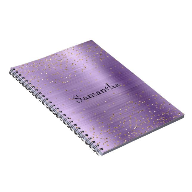 Caderno Espiral Girly Glam Dourado Sparkle Purple Confetti (Lado Direito)