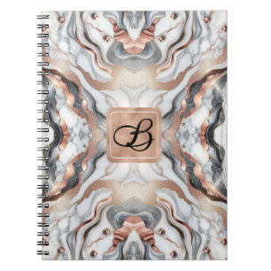 Caderno Espiral Girly Glam Rosa Dourado Prata e Mármore Branco