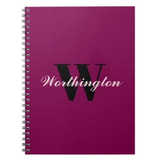 Caderno Espiral Girly Monogram and Name pink cherry red