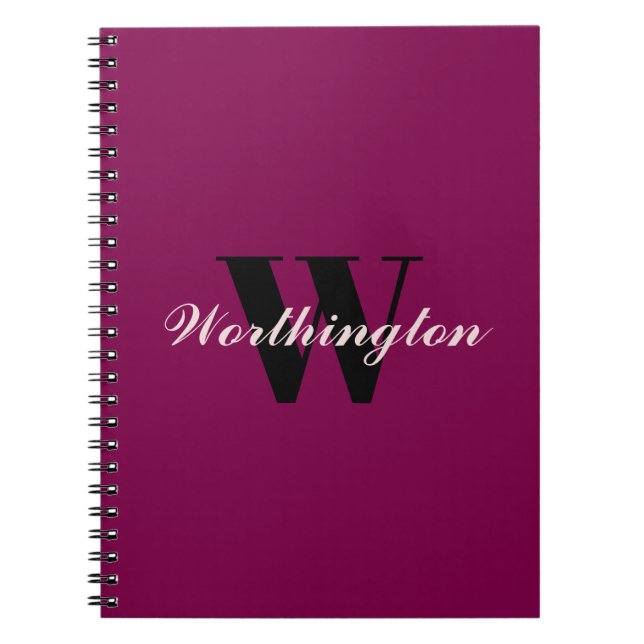 Caderno Espiral Girly Monogram and Name pink cherry red (Frente)
