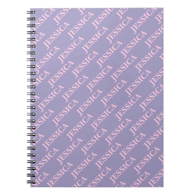 Caderno Espiral Girly Pink & Purple Name Feminine Office (Frente)