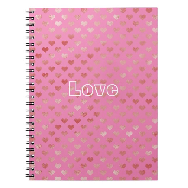 Caderno Espiral Girly Pink Red Hearts Ombre (Frente)