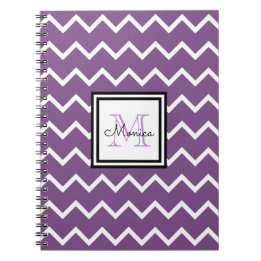 Caderno Espiral Girly Purple Name Monograma Chevron