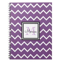 Caderno Espiral Girly Purple Name Monograma Chevron