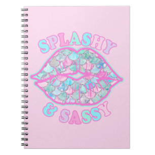 Caderno Espiral Girly Splashy & Sassy Rosa Turquesa Beijo de Serei