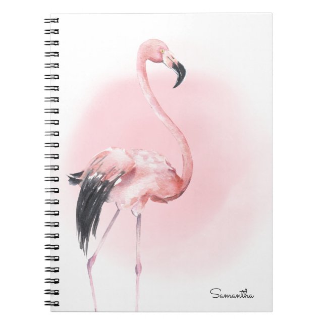 Caderno Espiral Girly Tropical Flamingo, com nome (Frente)
