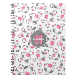 Caderno Espiral giro-cinza rosa futebol personalizado