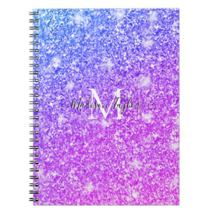 Caderno Espiral Giry Purple e Pink Glitter Monographic Name