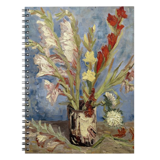 Caderno Espiral Gladioli e China Asters | Vincent van Gogh (Frente)