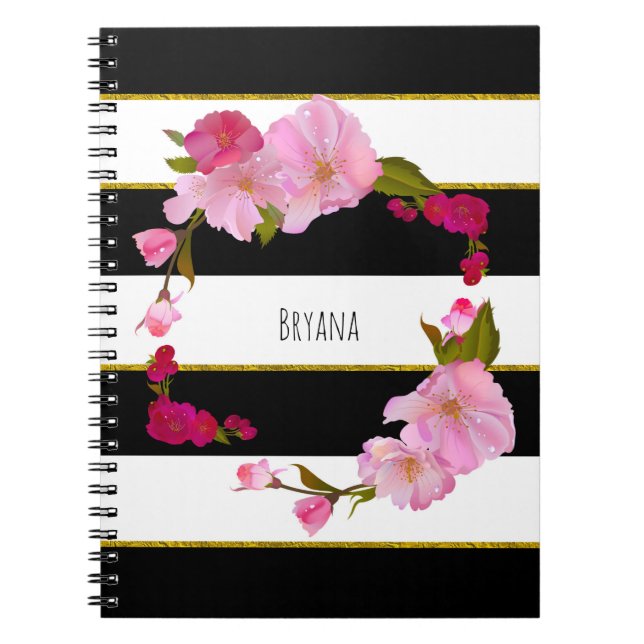 Caderno Espiral Glam Chic Dourado Branco e Moderno (Frente)