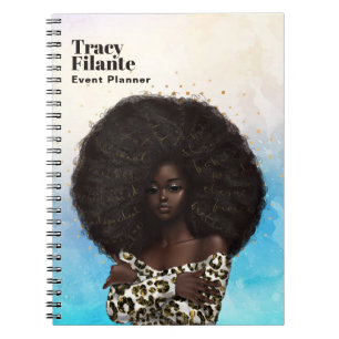 Caderno Espiral Glam Chic Leopard Skin Afro-Americano