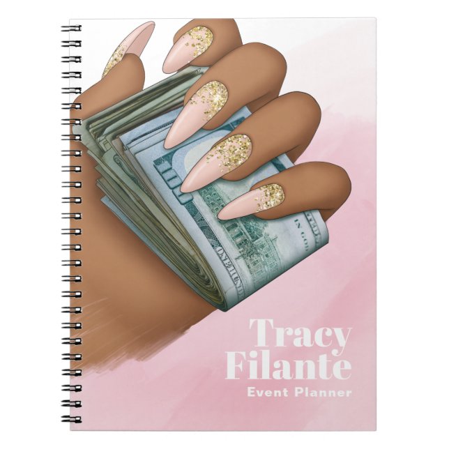 Caderno Espiral Glam Chic Rosa e Dourado Mentalidade de Milionário (Frente)
