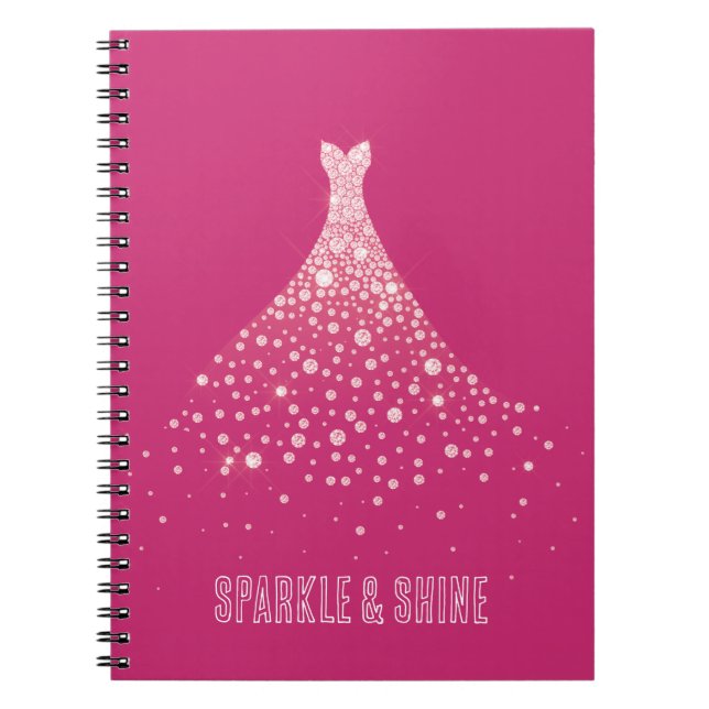Caderno Espiral Glam Diamantes, Cola Rosa (Frente)