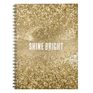 Caderno Espiral Glam Dourado Glitter
