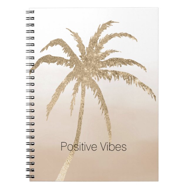Caderno Espiral Glam Dourado Tropical Palm ombre (Frente)