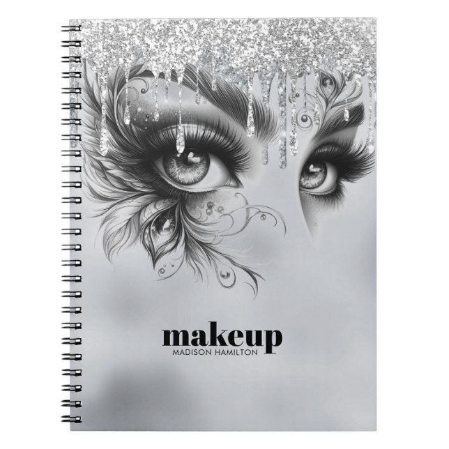 Caderno Espiral Glam Makeup Drivers Silver Flitter (Frente)