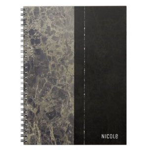 Caderno Espiral Glam Mármore Granito Brilho Elegante Estilo Design