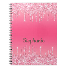 Caderno Espiral Glama de tendências da Glitter de Coleta Rosa Pers
