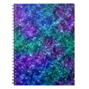 Caderno Espiral Glamor-do-oceano Roxo e Glitter-do-lacre