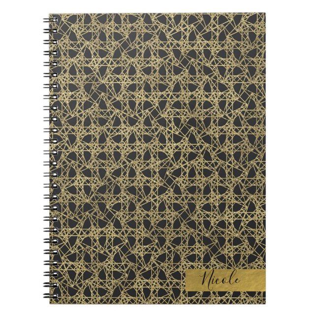 Caderno Espiral Glamor moderno do Ouro de manchas Dourado Personal (Frente)