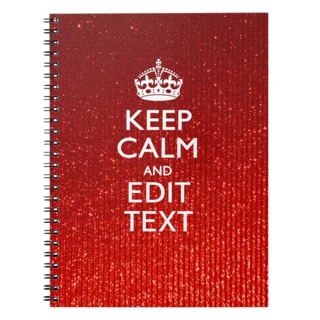 Caderno Espiral Glamor Vermelho Festivo Personalizado Manter Calmo (Frente)