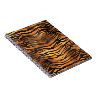Caderno Espiral Glamorous Black Brown Tiger Strips Animal Print