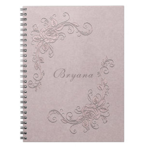Caderno Espiral Glâmour Rústico Vintage Elegante Rosa Shabby Chic