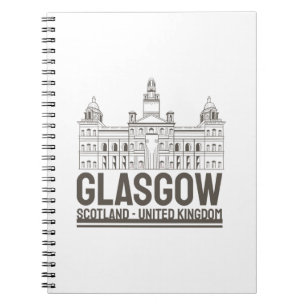 Caderno Espiral Glasgow Escócia Arquitetura Vintage ViagemDesign