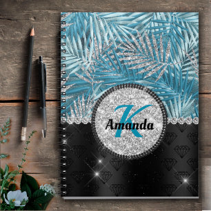 Caderno Espiral Glitter aquoso de turquesa cúbica cúbica deixa mon