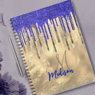 Caderno Espiral Glitter azul-real-glitter glitter gira monograma