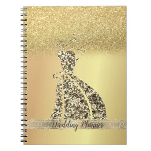 Caderno Espiral Glitter Bokeh, Vestido, Lugar Dourado Elegante