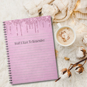 Caderno Espiral Glitter Brilhante Rosa, Girassol Personalizado