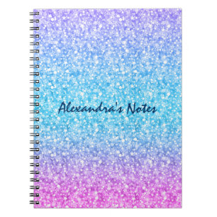 Caderno Espiral Glitter Colorido E Grelhas