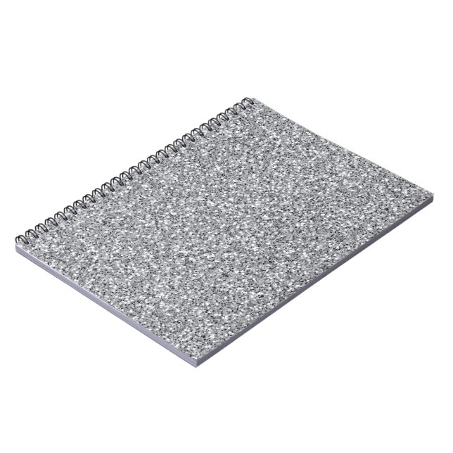 Caderno Espiral Glitter de Prata Metálico (Left Side)