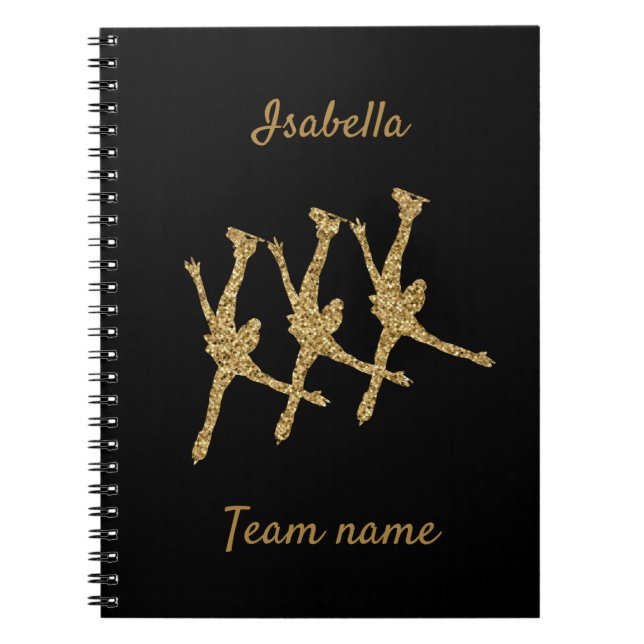 Caderno Espiral Glitter dourado da linha do notebook de skate sinc (Frente)
